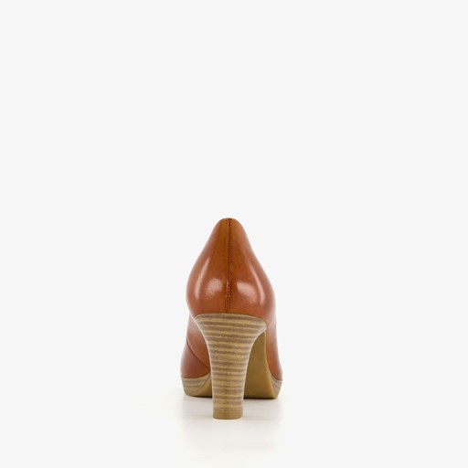 Leren dames pumps cognac
