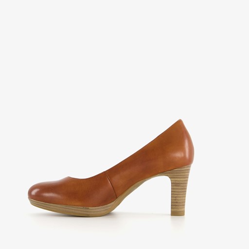 Leren dames pumps cognac