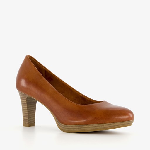 Leren dames pumps cognac
