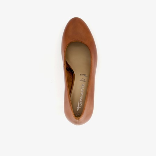 Leren dames pumps cognac
