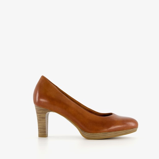 Leren dames pumps cognac
