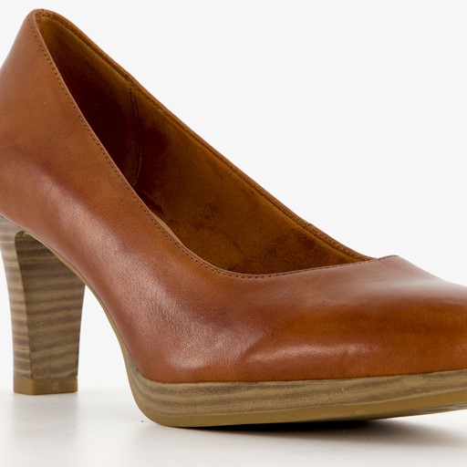 Leren dames pumps cognac