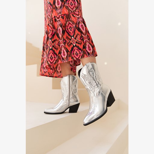 Dames western laarzen zilverkleurig