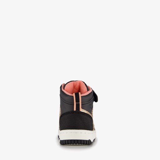 Hoge meisjes sneakers dierenprint zwart