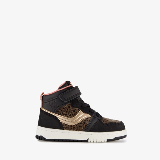 Hoge meisjes sneakers dierenprint zwart