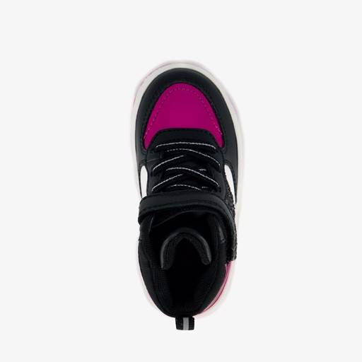 Hoge meisjes sneakers glitter zwart roze