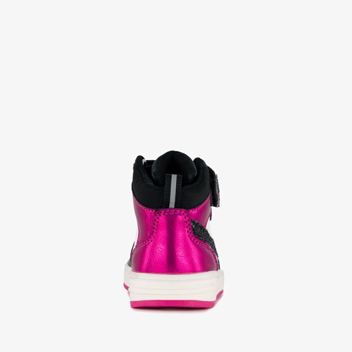 Hoge meisjes sneakers glitter zwart roze