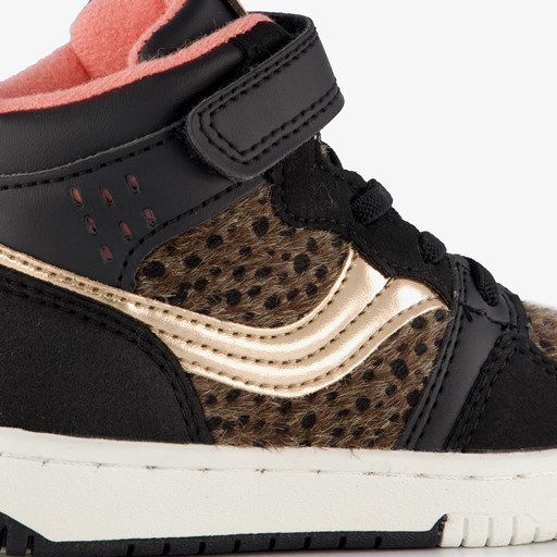 Hoge meisjes sneakers dierenprint zwart