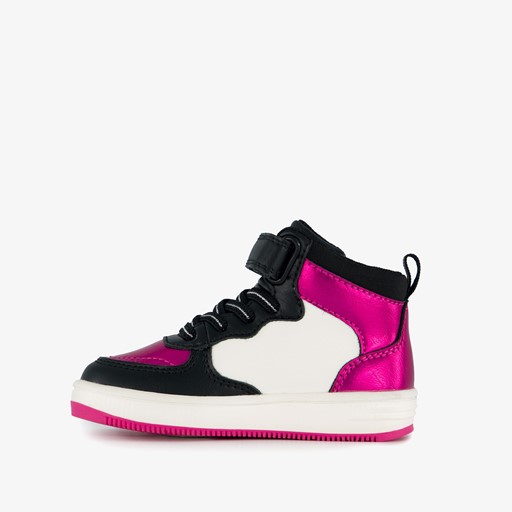 Hoge meisjes sneakers glitter zwart roze
