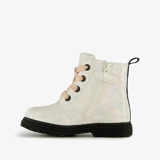 Meisjes veterboots met glitter wit