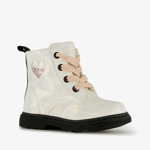Meisjes veterboots met glitter wit