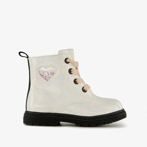 Meisjes veterboots met glitter wit