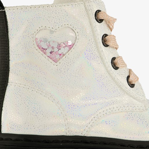 Meisjes veterboots met glitter wit