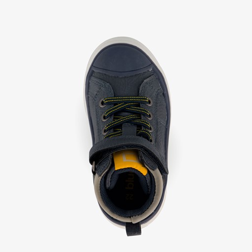 Hoge jongens sneakers blauw met smiley