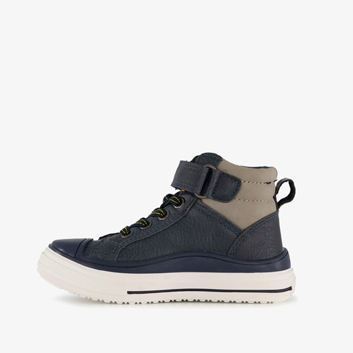 Hoge jongens sneakers blauw met smiley