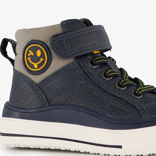 Hoge jongens sneakers blauw met smiley