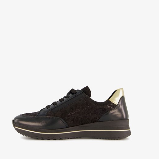 Leren dames sneakers zwart goud