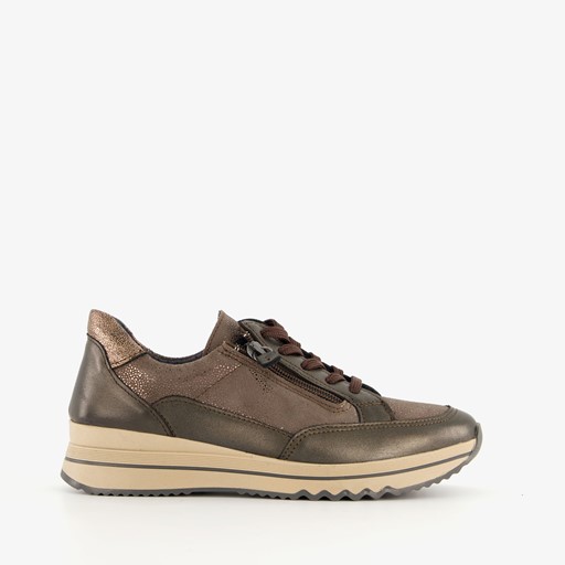 Leren dames sneakers brons beige