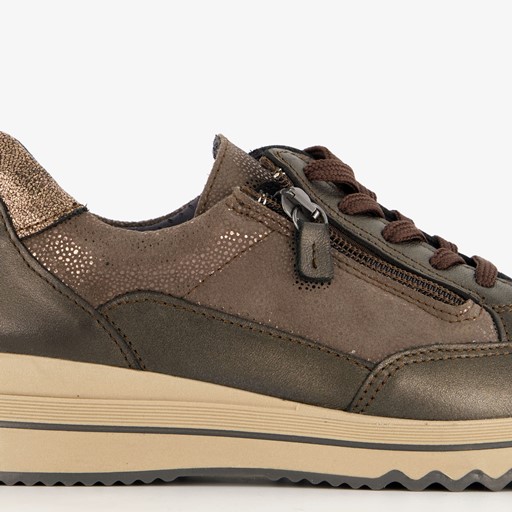 Leren dames sneakers brons beige