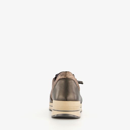 Leren dames sneakers brons beige