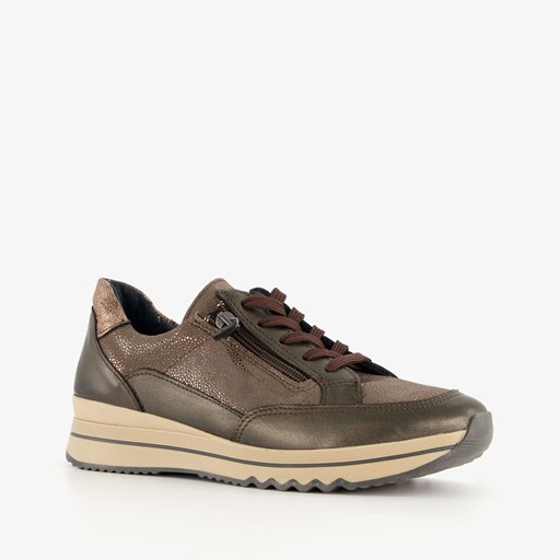 Leren dames sneakers brons beige