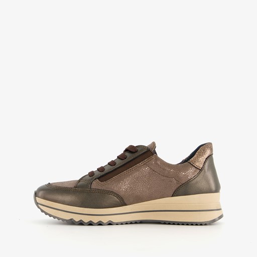 Leren dames sneakers brons beige