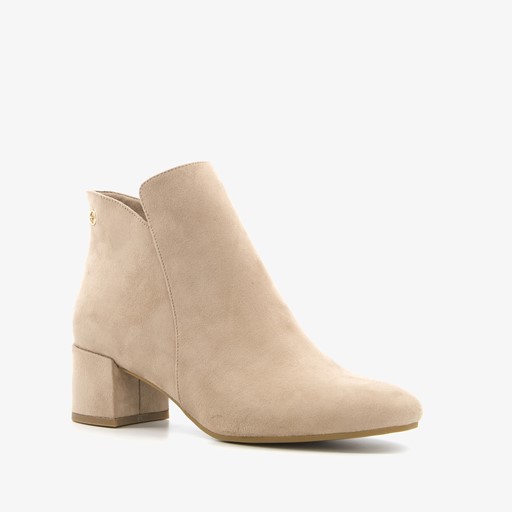 Dames enkellaarsjes met hak beige