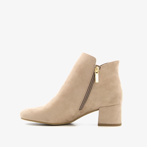 Dames enkellaarsjes met hak beige