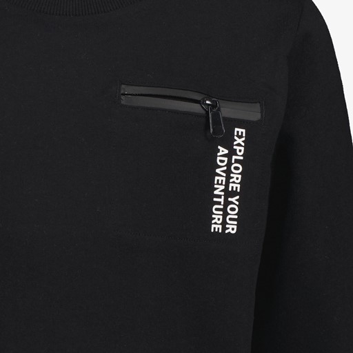 Jongens sweater zwart met borstzak