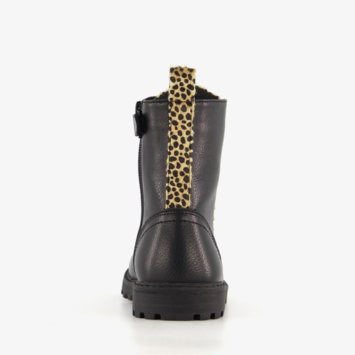 Zwarte meisjes veterboots gouden studs