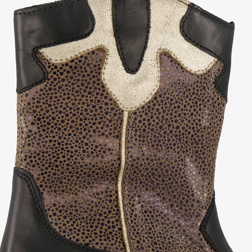 Leren meisjes western boots zwart goud