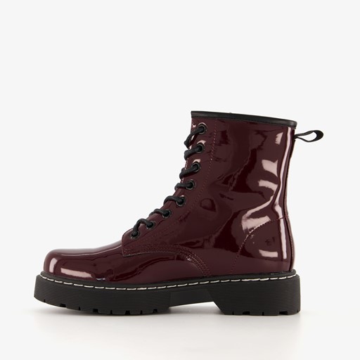 Lak dames veterboots Bordeauxrood