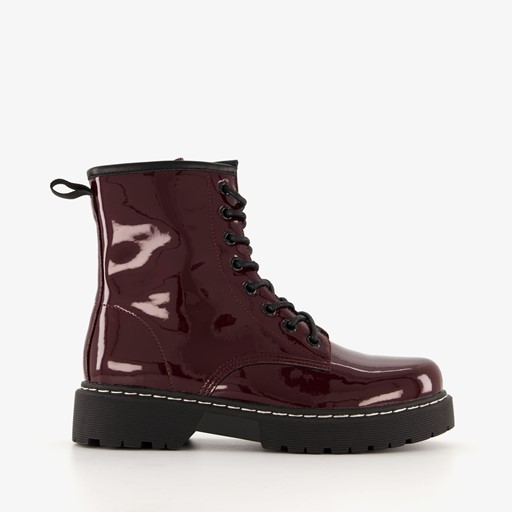 Lak dames veterboots Bordeauxrood