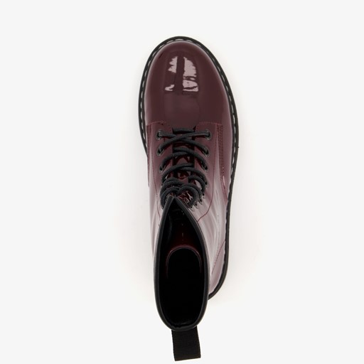 Lak dames veterboots Bordeauxrood