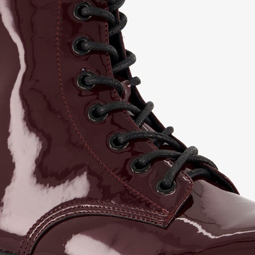 Lak dames veterboots Bordeauxrood