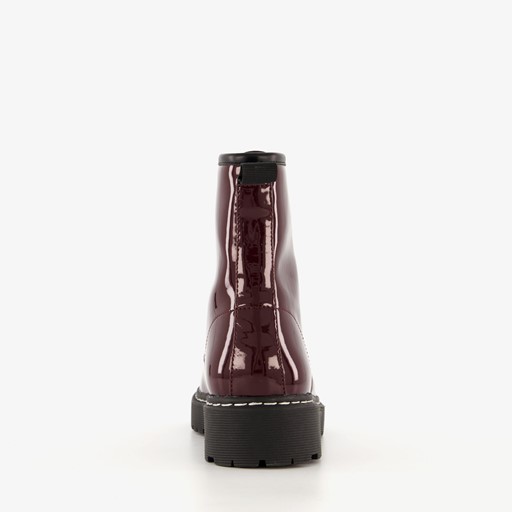 Lak dames veterboots Bordeauxrood