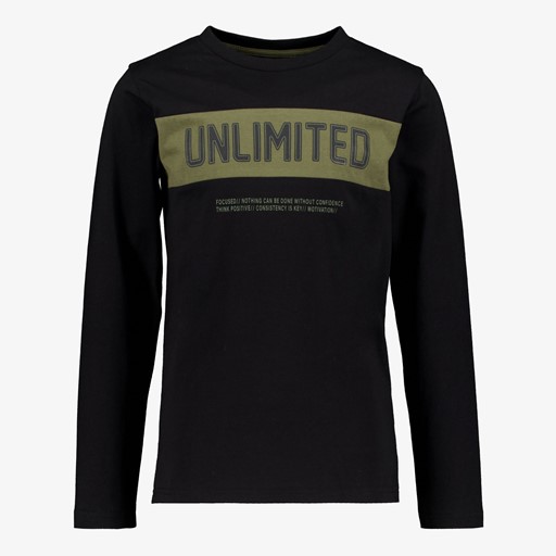 Jongens shirt met tekstopdruk zwart