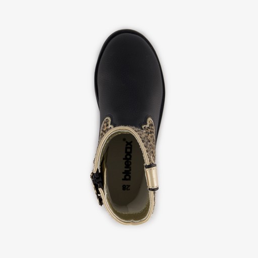 Meisjes enkellaarsjes cheetah print zwart