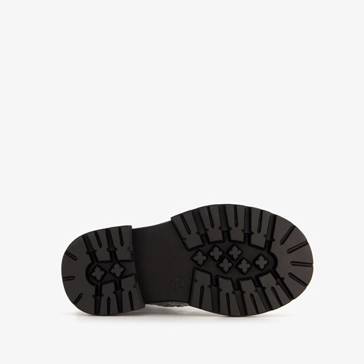 Leren meisjes veterboots zilver