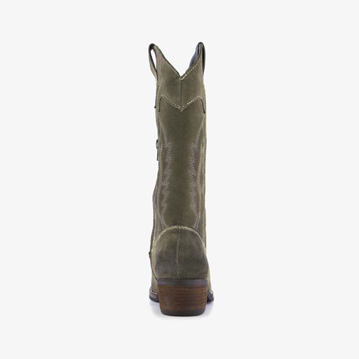 Suede dames western laarzen donkergroen