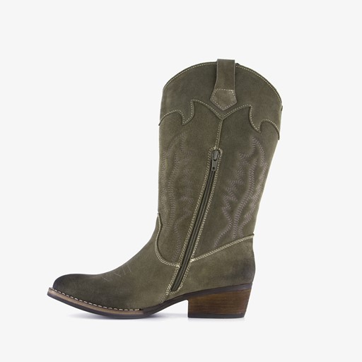 Suede dames western laarzen donkergroen
