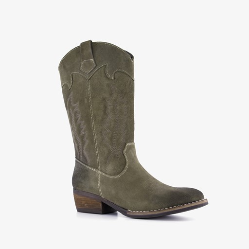Suede dames western laarzen donkergroen