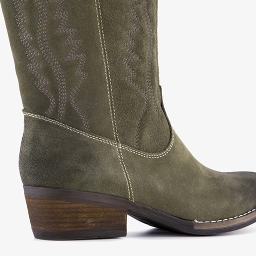 Suede dames western laarzen donkergroen