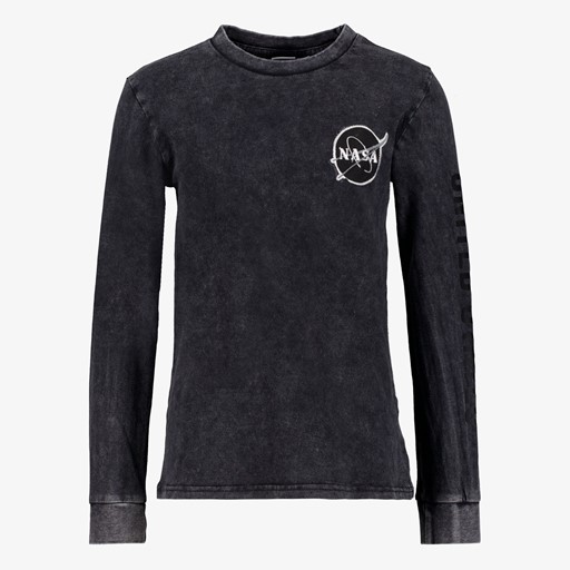 Jongens shirt zwart met acid wash
