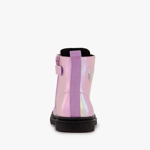 Meisjes veterboots paars met hartje