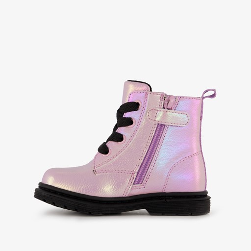 Meisjes veterboots paars met hartje