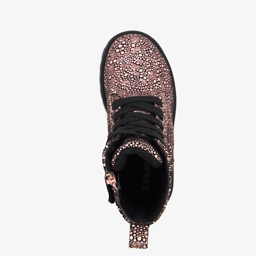 Metallic meisjes veterboots met stipjes