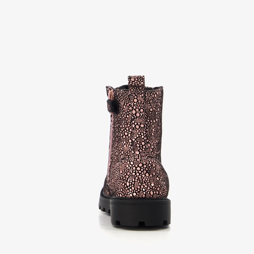Metallic meisjes veterboots met stipjes