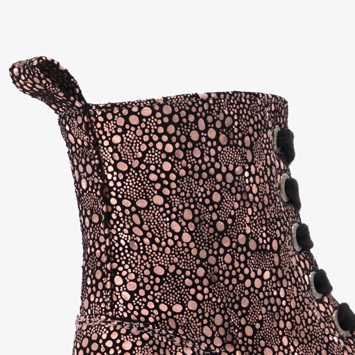 Metallic meisjes veterboots met stipjes