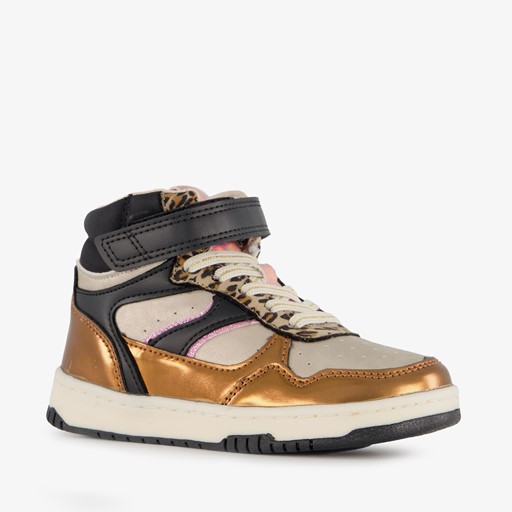 Hoge meisjes sneakers beige goud